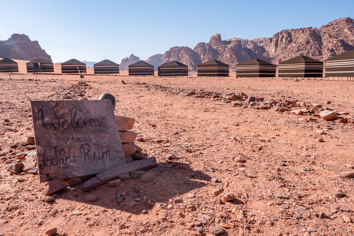 Campement dans le désert de Wadi Rum
